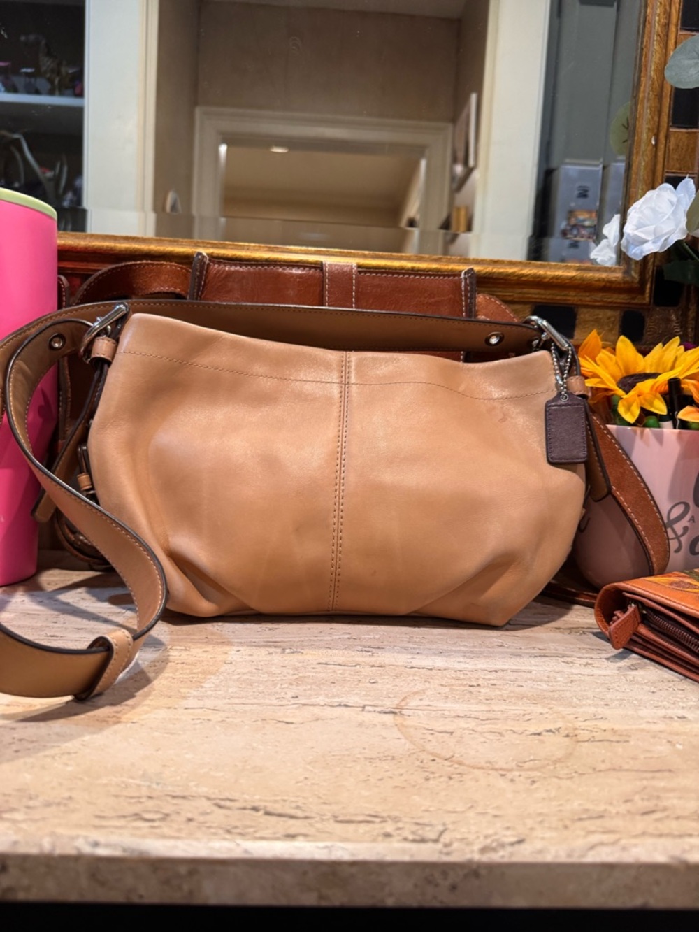 Coach glove tanned Leather Shoulder Bag with Adjustable Strap